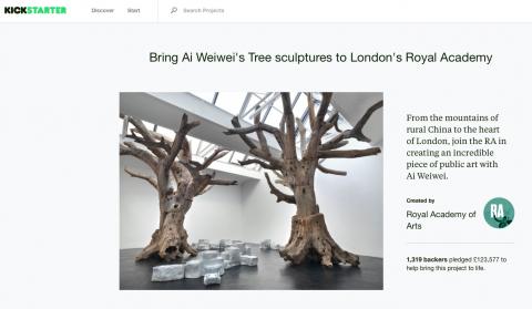 kickstarter Aiweiwei crowdfunding art funding royal academy of arts